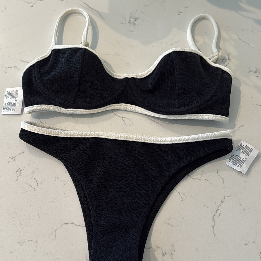 NWT Black and White Bikini 2pc Set BRAZILIAN swimwear SWIMSUIT M NEW from Rio
